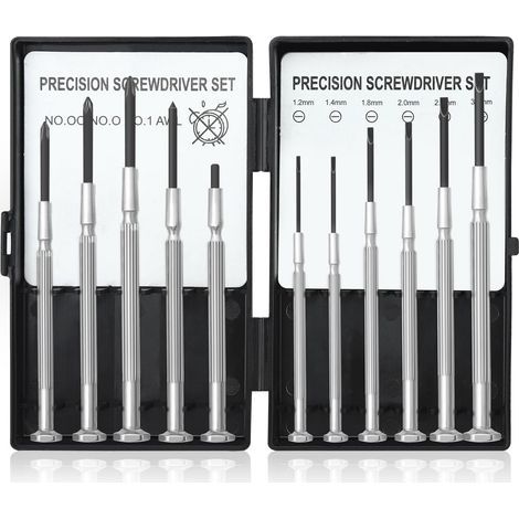 Coffret de 11 Tournevis de Précision en Acier Inoxydable pour Lunettes et Montres (1/5)