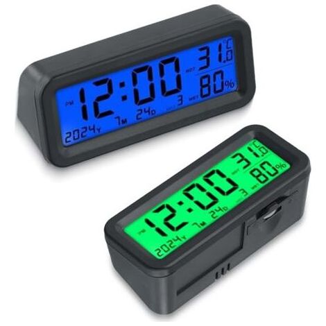 Mini Horloge de Voiture,Mini Horloge Numérique Solaire pour Voiture,Horloges Numérique de Tableau de Bord de Voitures,Affichage LCD Numériques,Date,Température pour Tableau de Bord de Voitures (1/5)