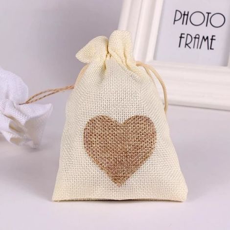 Chaussette de noël,Sacs en lin et toile de jute,20 pièces,pochette à cordon imprimé cœur,pochettes cadeaux pour - Type 20 Pcs (1/4)