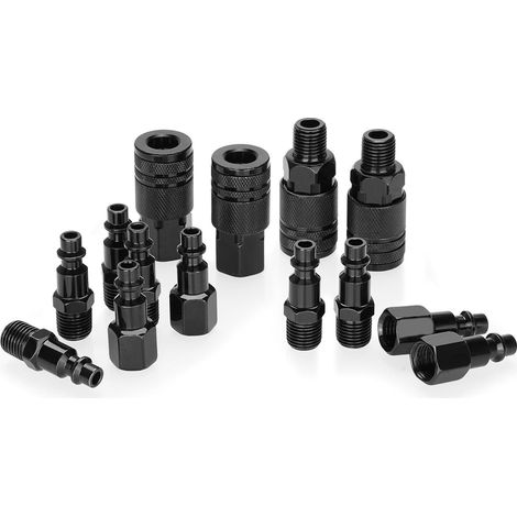 Packung mit 14 NPT 6,35 mm-Anschlüssen und Zubehör-Anschlussset für Luftkompressoren (schwarz) (1/5)