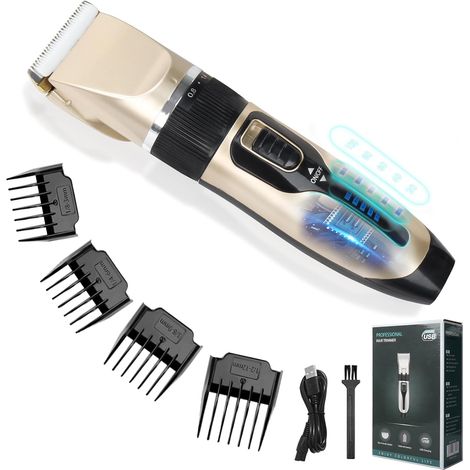 Hair Clippers Men Electric Shaver Hair Cutting Kit Rechargeable Wireless Clippers for Men Children (Gold) (1/5)