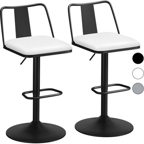 Barhocker-Set 2 Stück, höhenverstellbar, drehbar, mit Rückenlehne und Fußstütze, weiß (1/5)