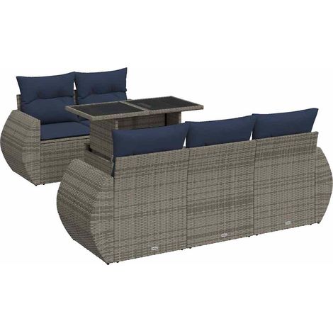 vidaXL Set Divano da Giardino 6pz con Cuscini Grigio Polyrattan Acacia (1/5)