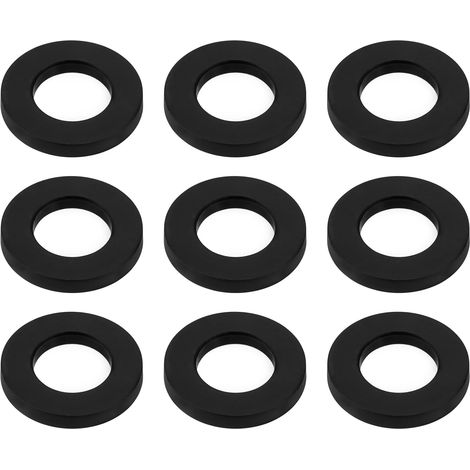 100 arandelas de repuesto para tambor M6 de 12 mm de diámetro exterior y 1,5 mm de grosor. Arandelas de nailon para tornillos de tensión de tambor, aptas para kits de batería y caja. Color negro. (1/5)