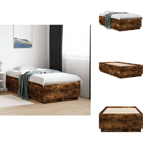 Cadre de lit sans matelas chêne fumé 90x190 cm - Cadre De Lit - Lit Double - Lit Moderne - Lit En Bois - Sommier (1/5)