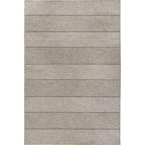 Tapis exterieur 115 x 170 cm motif simple, beige, gris, structure relief et design original pour terrasse et jardin, entretien facile, pliable