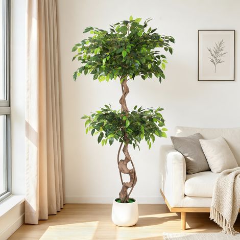 Wolketon Árbol Ficus artificial de 150 cm, ramas y hojas ajustables (1/5)