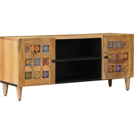 Mobile TV Naturale 105 x 33 x 46 cm Legno di mango massello vidaXL