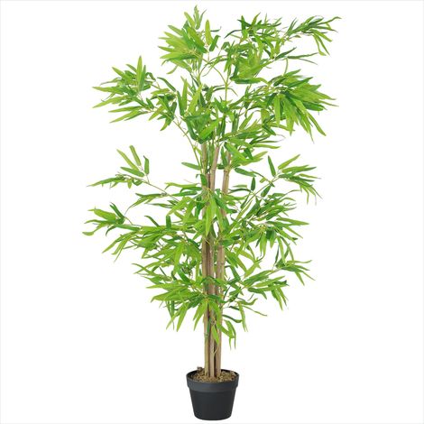 Plante artificielle bambou 1,50m avec pot noir et vrai tronc PE (1/5)