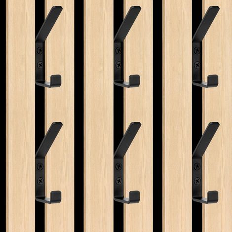 6 Pièces Porte Manteau pour Panneau Acoustique Mural, 13 mm Wide Double Patere Crochet pour Panneau Mural Bois, Support 10kg, Porte Casquette Noir Matériaux Métalliques (1/5)