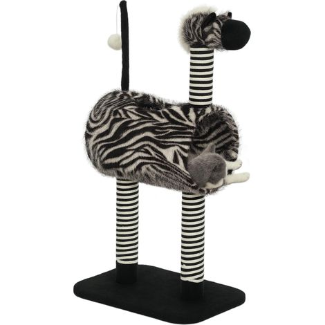 Arbre à chat à motif zèbre, 1 tunnel pour chat, 3 griffoirs, 48,5 cm x 35 cm x 93 cm, noir et blanc produit de qualité avec garantie satisfait ou remboursé