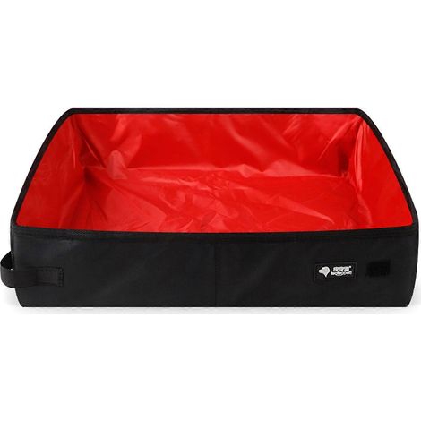 Travel Cats Litter Box Collapsible Portable Litter Pan Lightweight Foldable Waterproof Lining Leak Proof Easy to Clean Red S (1/5)