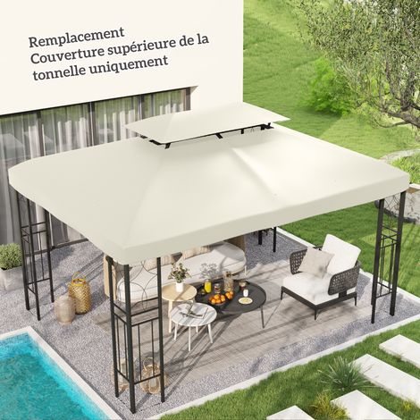 Tente de remplacement crème 3x4 m, voile solaire pour pergola, abri extérieur robuste, bâche étanche pour patio et jardin. (1/5)