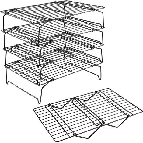 Rack De Refroidissement - Acier Inoxydable 5 Niveaux Empilable Pliable - Pour Cuisson Rôtissage Et Séchage - 38 X 26 Cm - Lot De 5 (1/5)