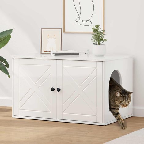 vidaXL Maison pour chat Blanc Brillant 85 x 55 x 50 cm