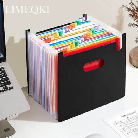 Trieur Document - 25 Compartiments A4 - Organiseur Bureau Vertical - PP Résistant - Noir (1/5)