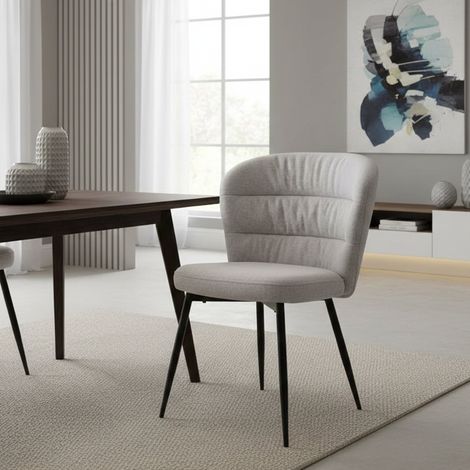 Dmora - Juego de 2 sillas Bitritto, Sentarse en el interior, Silla acolchada, Sillón multiusos, 58x61 h85 cm, Negro y Gris (1/5)