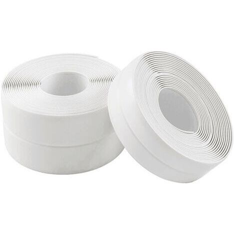 BUNTHAUS 3 pièces de ruban adhésif imperméable et anti-moisissure pour cuisine et salle de bain, bande d'étanchéité pour coutures de cuisine, autocollant de ligne d'angle étanche（Blanc, 3.2m×2.2cm）