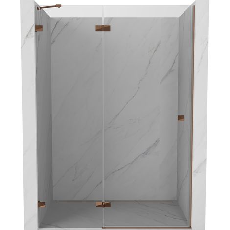 Mexen Lunar porte de douche battante gauche 135 cm, transparent, or rose - 834-135-000-60-00-L (1/5)