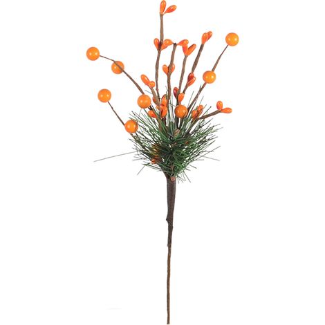 Weihnachtsdekorationen, einzelner Tannenzapfen, für Kindergärten, Cafés, Hotels und Schaufenster (97651, weiße und orange Beeren). (1/2)