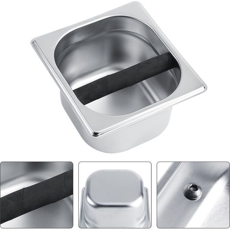 Porte-conteneur en acier inoxydable pour machine à café professionnelle, outil de knock box, accessoire de barista, récipient robuste et durable. (1/5)