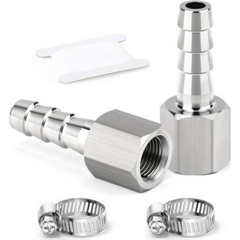 2 Stück Anschlüsse mit Widerhakenspitze aus Edelstahl 304, 8 mm Spitze auf 3/8 Zoll BSP-Innengewinde, Wasser-, Kraftstoff- und Luft-Kompressionsverschraubung (1/5)