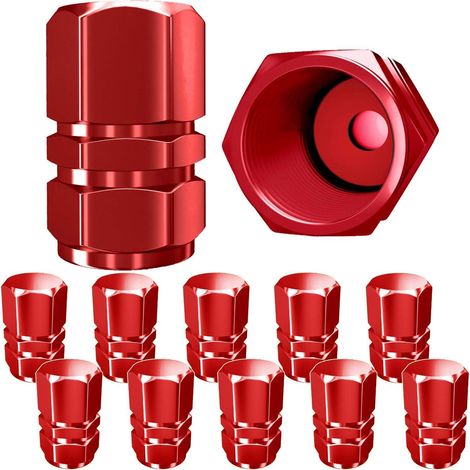Capuchon de valve pneumatique, embout métal haute qualité avec joint caoutchouc, protège-poussière universel pour auto, SUV, VTT, camion, moto (Rouge) (1/5)