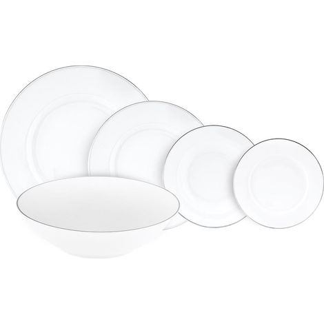 Service de table en porcelaine 38 pièces avec saladier Platinum Chic