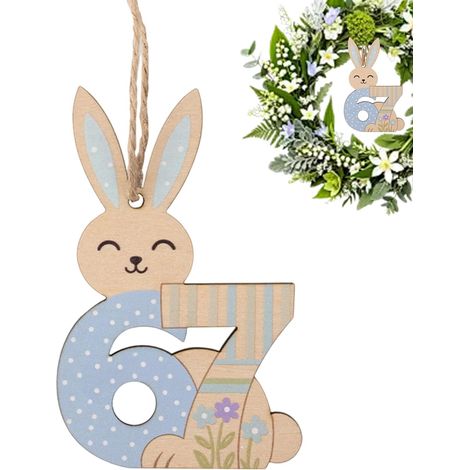 Ornement Lapin 67 Décorations Printanières Mignonnes en Bois Ornement Accrochable Pour La Fête De Pâques Pour La Décoration De Fêtes, Maison, Mur, Cuisine, Jardin, Terrasse Et Extérieur (1/5)