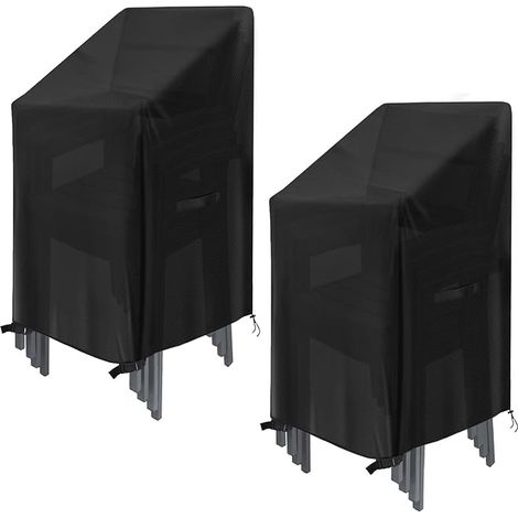 MSBD Housse de chaise de jardin 2pcs, housse de meuble en tissu Oxford 210D imperméable à l'eau avec boucle sac à dentelle housse de chaise d'extérieur (7575120cm) (1/5)
