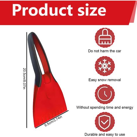 Raschietto per ghiaccio professionale in 2 pezzi, efficiente e sicuro, tergivetro, impugnatura ergonomica in EVA ultra morbida, materiale PC rinforzato, per rimuovere ghiaccio, neve e brina (1/4)