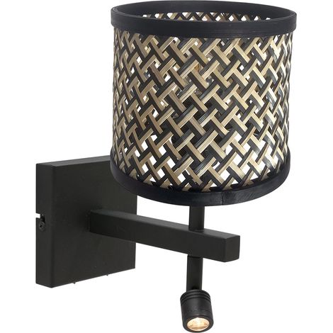 Steinhauer - aplique de pared - Stang - negro - bambú metal -