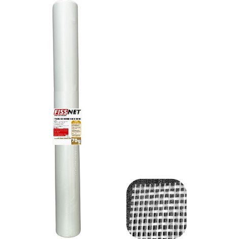 Rouleau en fibre de verre 1 x 50 m – Densité 70 g/m² – Treillis pour murs et plafonds – Application facile dans l'enduit – Fiss Net (1/5)