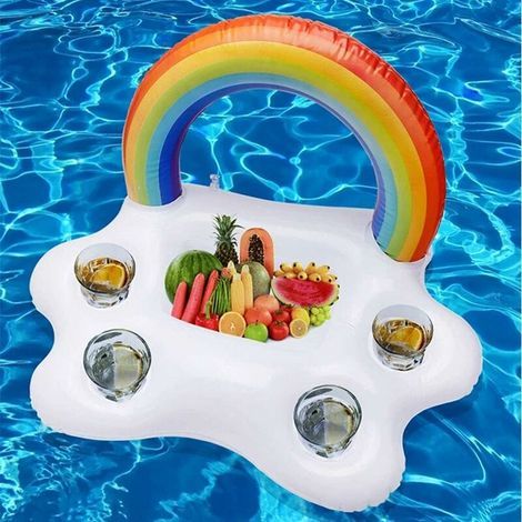 Inflatable Rainbow Cloud Floating Cup Holder for Fruit Salad - Tabletop Bar - Bar - Pool - Float Party - Pool - Summer Floating Drinks - Bottle Holder (1/5)