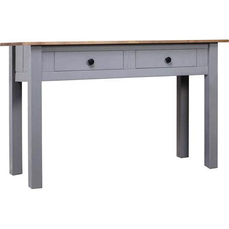 vidaXL Mesa consola madera maciza pino estilo Panamá gris 110x40x72 cm (1/5)