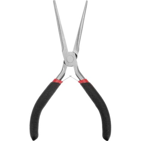 Mini pince à bec aiguille de 15 cm, mini pince de précision à mâchoire plate avec poignée en plastique noir pour la fabrication de bijoux (1/4)