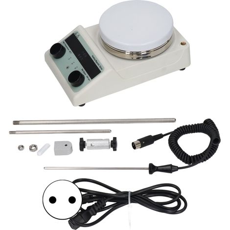 Agitateur magnétique avec plaque chauffante de 14 cm, 100 à 1500 tr/min, température maximale de 300 °C, agitateur magnétique électrique, 100–230 V, prise européenne (1/5)