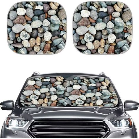 CYU SHOP 2 Pieces Goose Soft Stone Windshield Sun Shade for Car Universal Sun Visor Protector fit Most Sedans SUV Truck,Green (1/5)