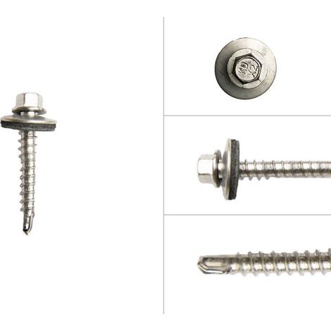 Vis galvanisées pour tôles de toiture 6.3 x 32 mm - Par 100 pièces (1/2)