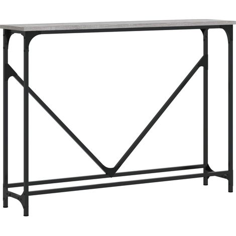 Console d’entrée étroite style industriel – finition gris béton & structure métal – 102 × 22,5 cm DEC032210