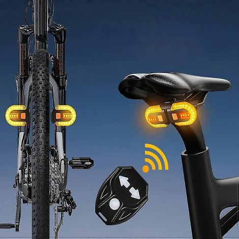 Feu arrière clignotant pour vélo avec télécommande sans fil, double lampe et indicateur, rechargeable par USB (1/4)