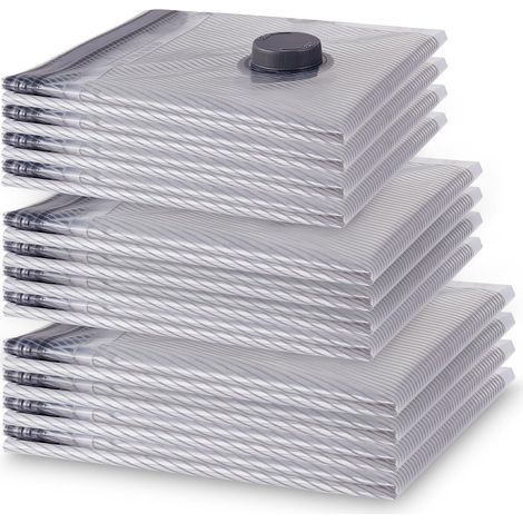 Lot de 12 Sacs Sous Vide Vetement Aspirateur, 4x 40x50cm, 4x40x60cm, 4 x 50x60cm, Sac de Rangement Sous Vide Réutilisable, Housse Sous Vide Peu Encombrant pour Pulls, Chemises, Voyages