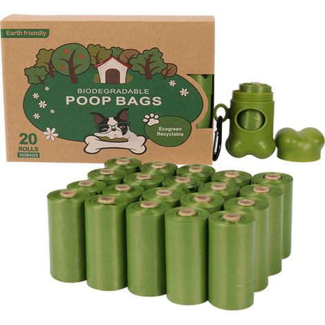 Harnais pour chien, sacs à déjections canines, sacs à déjections compostables, 300 pièces-AquaForge