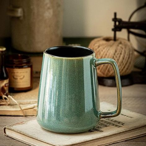 Tasse à café en céramique tasse au lait thé glaçure lisse pour céréales Cappuccino Latte cacao vert (1/5)