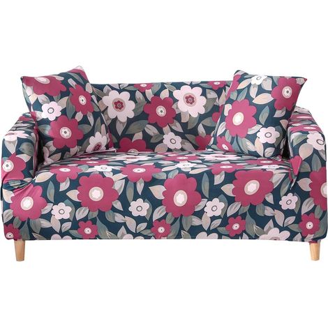 Printed sofa covers, stretch fabric sofa covers with elasticated bottom and anti-slip foam (4, 4 seater) (1/5)