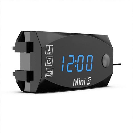 Voltmètre numérique étanche IP67 à affichage LCD, horloge numérique, rétroéclairage bleu (1/5)