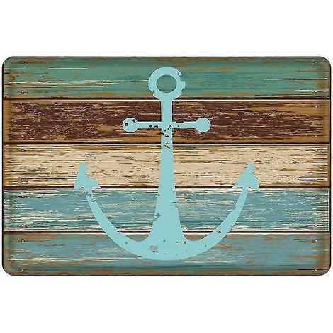 Tapis de porte bleu marine à motif d'ancre marine (1/5)