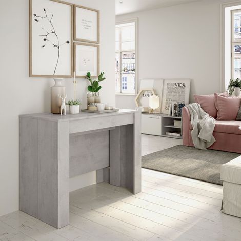 Table console extensible 51x237x90x78 cm en bois aspect béton