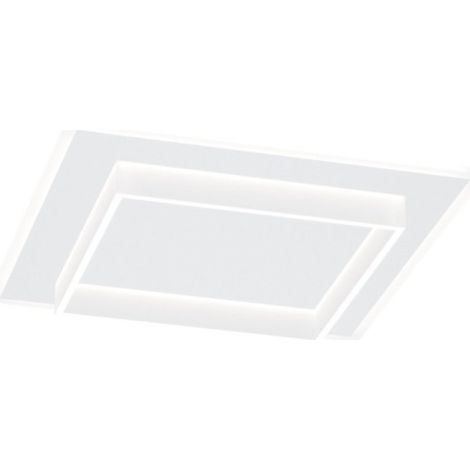 Plafoniera moderna top light wish 1223 65 led cct switch metallo, finitura metallo bianco