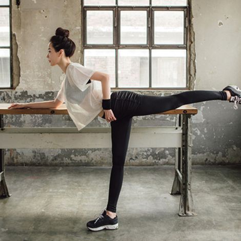 T-shirt en maille à manches courtes pour femme, à séchage rapide et coupe ample, idéal pour le fitness, le yoga et le cyclisme en été, blanc, taille M. (1/5)